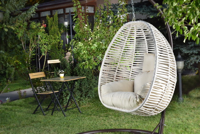 Hanah Home Silla Columpio Individual de Jardín en Crema